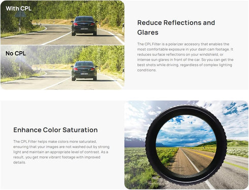 18.9mm HD Polarizer Filter, CPL Filter for 70mai Model 1S M200 M300 Smart Dash Camera, Black