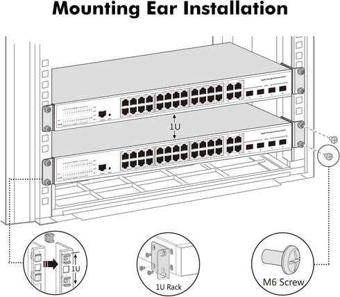 MokerLink Adjustable Rack Mount Ear for 17.3 inch Switches, Compatible with HP/HPE/ProCurve/Aruba Network Switch