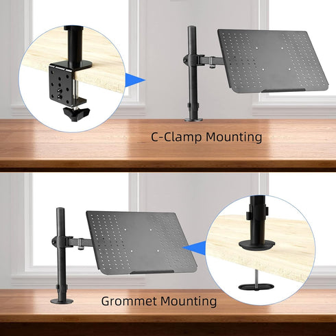 suptek Single Laptop Notebook Desk Mount with Tray for 13-27 inch Computer Screen, Adjustable Laptop Desk Arm