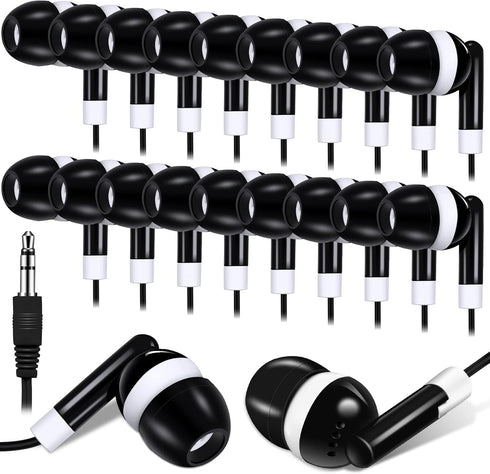 Konohan 100 Pack Bulk Earbuds for Kids | Basic Headphones in Ear for Classroom, Schools, Libraries, Laptop | Black