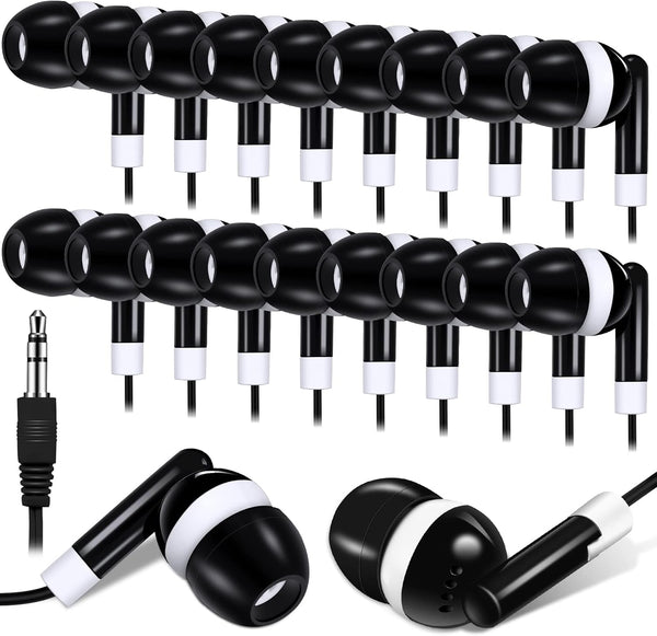 Konohan 100 Pack Bulk Earbuds for Kids | Basic Headphones in Ear for Classroom, Schools, Libraries, Laptop | Black