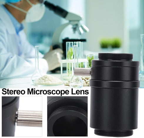 1X C Mount Adapter Lens, Alloy CTV Microscope Lens Camera Interface Adapters for Trinocular Stereo Microscope