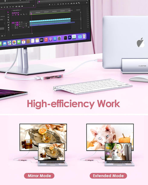 LENTION USB C Hub with 4K HDMI, 3 USB 3.0, SD/Micro SD Reader, Compatible with 2016-2023 MacBook Pro, Air