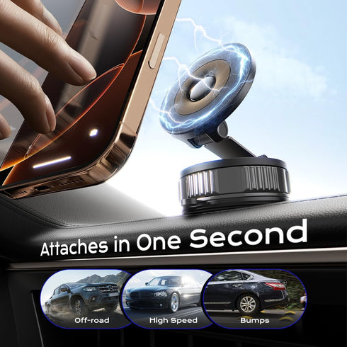 XO Simple is Beauty 360 17/16/15/14/13/12 Magnetic Car Phone Holder, Strong Magnet with Vacuum Suction Cup Dashboard