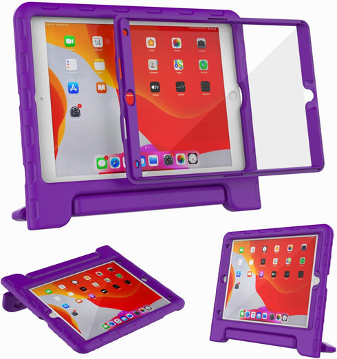 MAISON iPad 9th/8th/7th Generation Case, Shockproof Handle Bumper Stand Cover with Built-in Screen Protector - Purple