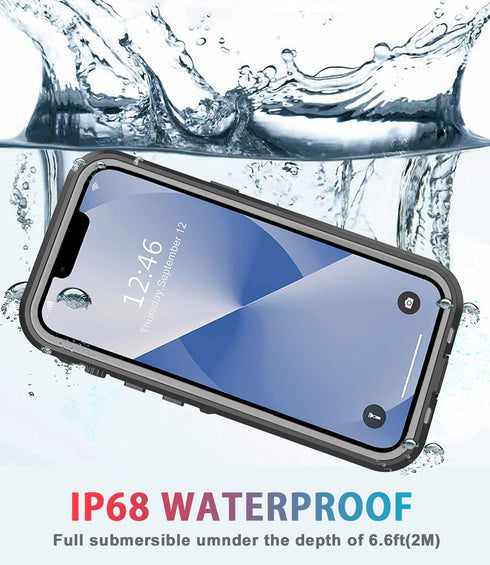 Waterproof Shockproof Dustproof Case for iPhone 13, Full-Body Sturdy with Camera Lens Protector and Built-in Screen