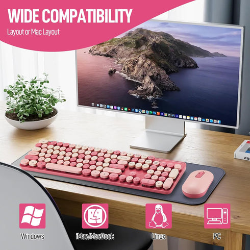 Guiheng Set 2.4G Wireless Keyboard and Mouse Combo, Full Size Compact Quiet Wireless Keyboard and Mouse Ultra-Thin