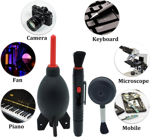 Lens Cleaning Kit, 2 Pcs Rubber Rocket Air Blower, Cleaning Pen, Blower Brush for Lens, Camera, SLR, Phone