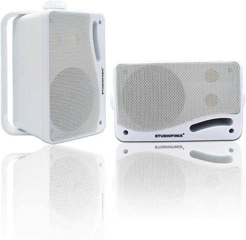 Passive Outdoor Speakers Wired Waterproof - 3.5 Inch 3 Way 200W Surface Marine & Wall Mount Speakers (White)