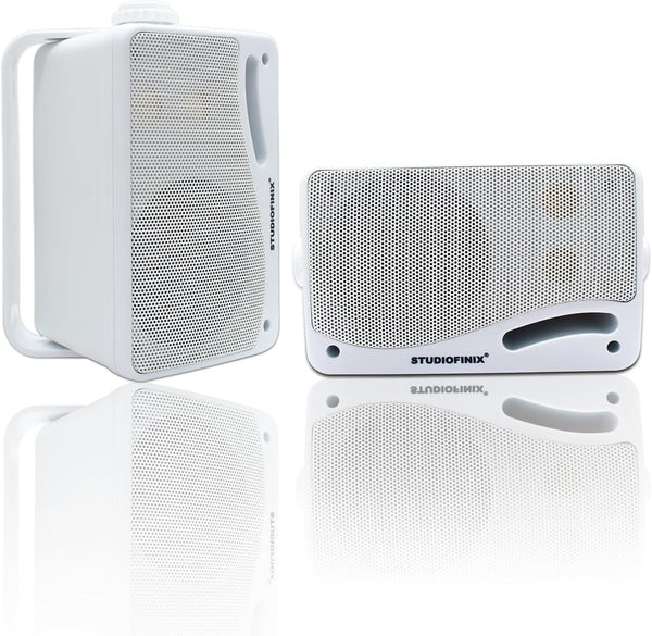 Passive Outdoor Speakers Wired Waterproof - 3.5 Inch 3 Way 200W Surface Marine & Wall Mount Speakers (White)