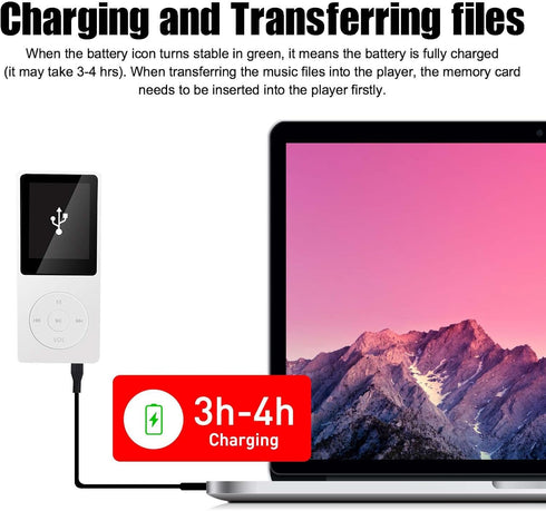 imkavery 128GB MP3 5.2, Player with Bluetooth Portable White Music Player for Kids with Built-in HD Speaker, FM Radio