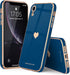 Teageo iPhone Xr Case for Women, Cute Love-Heart Luxury Bling Plating Soft Back Cover with Full Camera Protection,