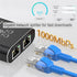 Gigabit Ethernet Splitter 1 to 2 - RJ45 Internet Splitter Adapter with USB Power Cable, 1000Mbps High Speed for 2