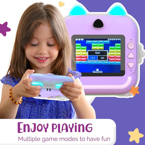 Instant Print Camera for Kids - 1080P HD, 48MP, Bluetooth, Free App, Gift for Boys and Girls, Purple Camera