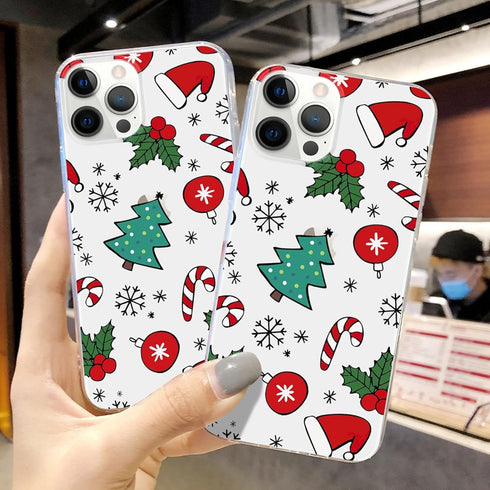 LCHULLE iPhone 15 Pro Christmas Case - Transparent Santa Design, Soft TPU Shockproof Cover for Women, Men, Kids.
