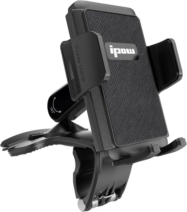 IPOW Car Dashboard Phone Clip Holder, 360 Degrees Rotation Dash Steering Wheel Phone