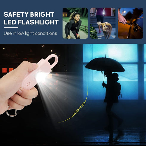 Personal Safety Alarm Keychain for Women 2PCS - 130 dB Loud Defense Siren with LED Strobe Light for Emergency Call