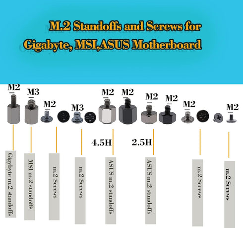 CO-RODE 48pcs M.2 SSD Standoffs and Screws for Asus, Gigabyte, MSI Motherboards