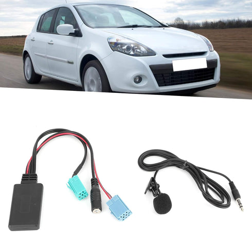 Bluetooth Audio Adapter, DC12V 6Pin AUX-in Adapter with Microphone, ABS Fit for Renault Clio/Espace/Megane