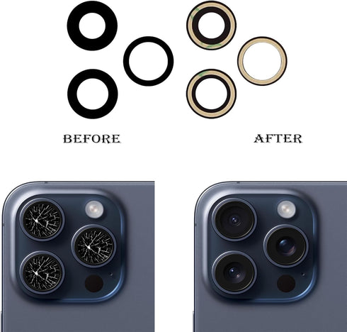 3pcs/Set Back Camera Lens Glass Replacement for iPhone 15 Pro, 6.1inch with Pre-Installed Adhesive + Repair Tool Kit