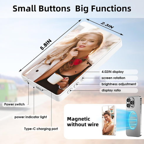 CONNOVA Control,1080P Phone Vlog Selfie Monitor Screen,Magnetic Mount Wireless Connection with Remote Wireless
