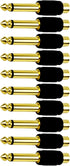 CESS 6.35mm 1/4 Inch TS Plug to RCA Female Jack Audio Adapter, Gold Plated - 10 Pack