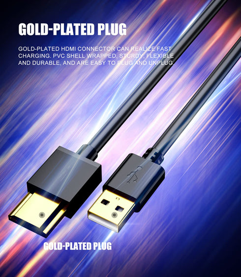 USB to HDMI Cord Cable, (1M / 3.3FT) USB 2.0 Male to HDMI Male Charger Cable Adapter,Used to Charge Devices Such as Hard Drives with HDMI Ports from The USB Port