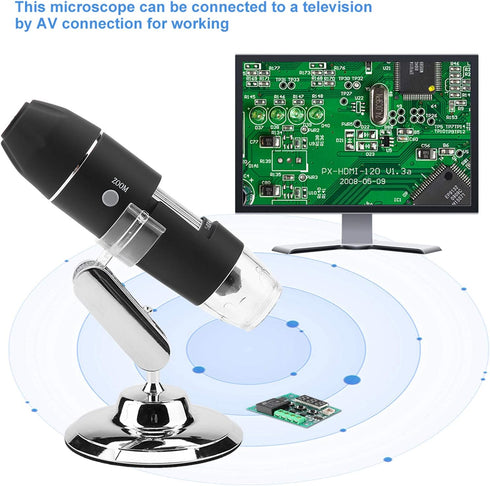 HD Digital Microscope, 50X-1600X Microscope with Stand Compatible and USB, Handheld Electronic Microscope for Jewelry Appraisal, Detecting