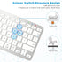 Ultra-Slim Bluetooth Keyboard, Wireless Rechargeable Ergonomic Keyboard for iPad, iOS, Android, Windows PC, White Silver