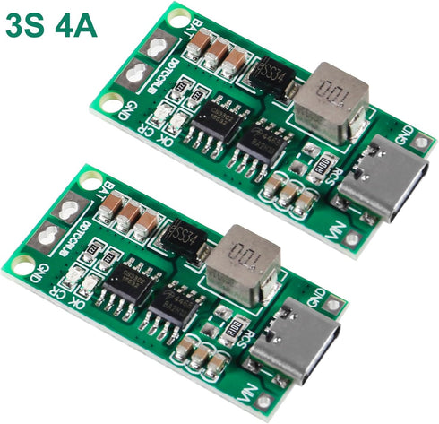 2PCS Type C BMS 2S 3S 4S 1A 2A 4A Lithium Battery Charger Board USB C Step-up Boost Module for Power Bank