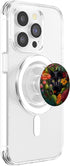 Black PopSockets MagSafe PopGrip for iPhone - Adorable Cat Hiding in Spring Flower Field