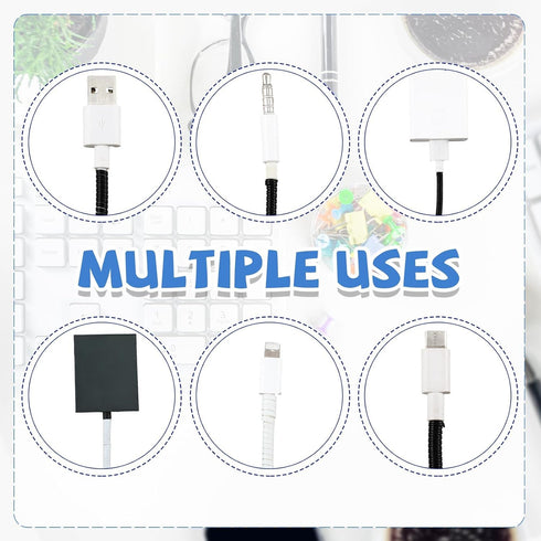 Frienda 10 Pcs Spiral Cable Protector, Data Cable Protective Sleeve for USB, Prevent Pets from Biting Cables (Black and