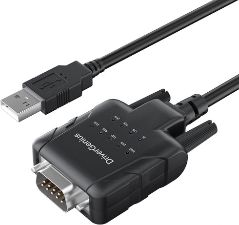 DriverGenius USB to Serial RS232 DB9 Adapter Cable with 9 x LED Indicators - Prolific PL2303 for Windows 11, macOS 14,