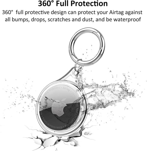 Waterproof Airtag Holder Case, Soft TPU Full Protective Anti-Scratch AirTag Keychain for Luggage, Keys, Cat & Dog