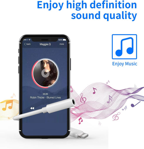 2 Pack Headphone Adapter Dongle to 3.5 mm Jack, Earphone Audio Aux Connector for iPhone 12/11/XS/X/8/7/SE/MAX