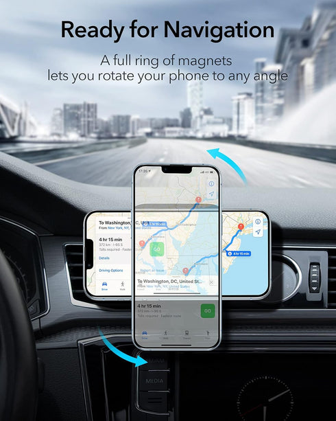 ESR 15W for MagSafe Car Mount Charger (HaloLock), Wireless Car Charger Compatible with MagSafe, Air Vent/Dashboard