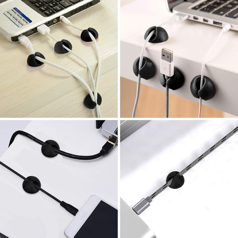 CHEFBEE 8 Pack Adhesive Cable Clips, Cable Management for Desk, Wire Clips for Computer, Electrical, Charging or Mouse