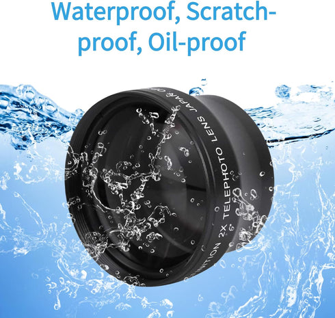 2X Telephoto Lens, HD Converter Lens for 37mm Mount Camera, Doubles Camera Zoom Default
