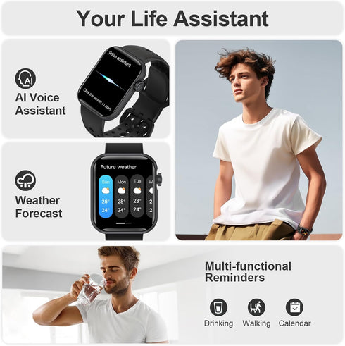 Smart Watches for Men Women, 1.83" HD Display Activity Tracker, Smartwatches for Android iOS with Bluetooth Call, IP67