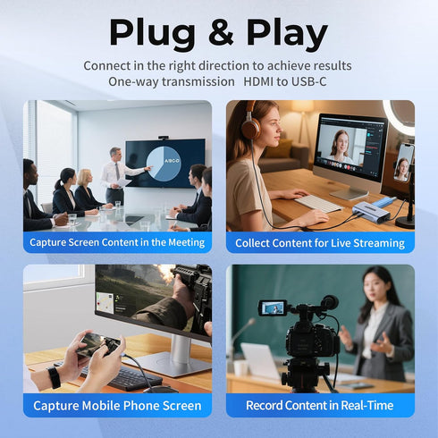 Guermok 4K@60FPS 2K@144FPS 3.0 4K60 3.5mm 2/1, PS5/4, Capture Card for Streaming, USB HDMI to USBC Camera Video