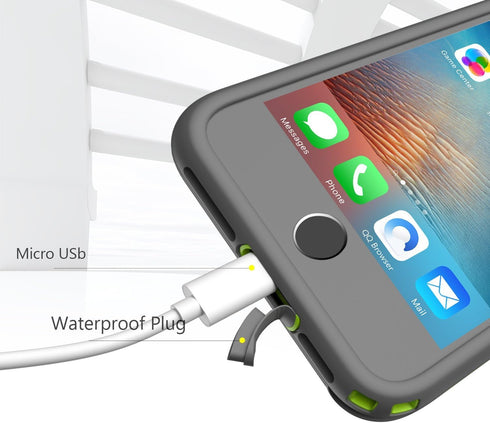 Waterproof Case for iPhone 8 Plus & 7 Plus - Underwater Snowproof Dirtproof Shockproof Cover - Grey/Green