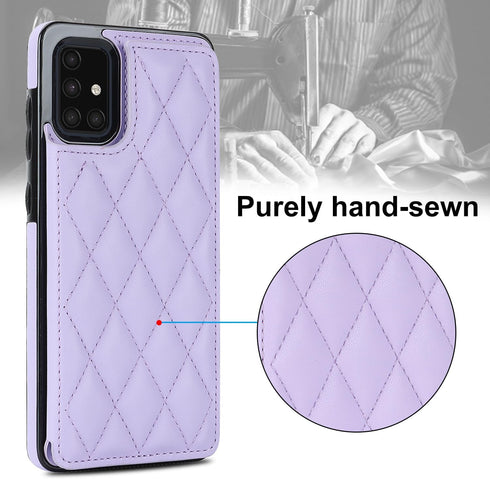 Asuwish Samsung Galaxy A71 5G Wallet Cover, Purple with Tempered Glass Screen Protector and Leather RFID Credit Card