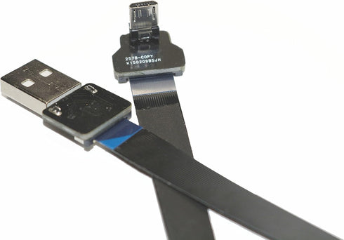 FFC Micro USB FPV Flat Slim Thin Ribbon FPC Cable Black 90 Degree to Standard USB A for Charging and Sync (40CM)