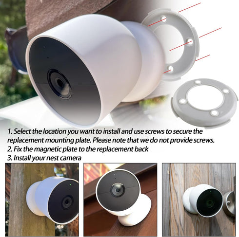 Surveillance Camera Bracket, Mounting Plate Compatible with Google Nest Cam Outdoor Indoor Battery Extra Mount Rings