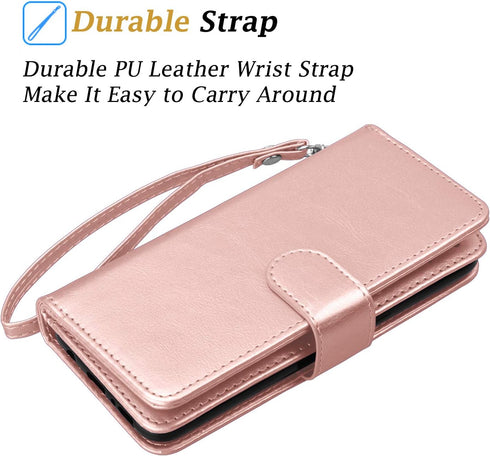 Galaxy A21 Case for Samsung, Takfox PU Leather Wallet Case with 9 ID Credit Card Holder Slots (Rose Gold)