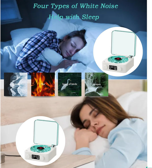 The Waves Vinyl Player, Bluetooth Speaker, 2024 New Portable Vintage Speaker with Adjustable Light and Time