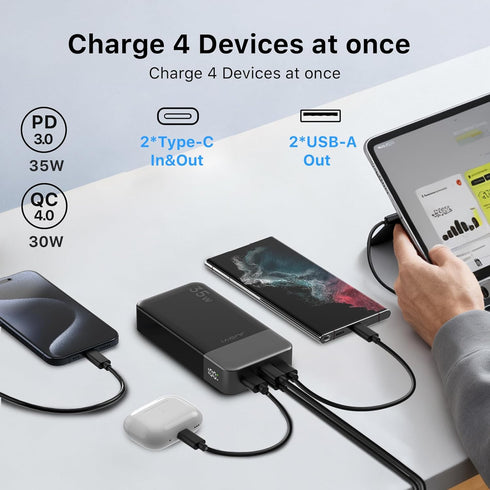 JUOVI 20000mAh 35W 3.0 4.0 Pack 2 2 16/15/14 Power Bank Portable Charger Fast ChargingPD QC Fast Charging Phone Charger
