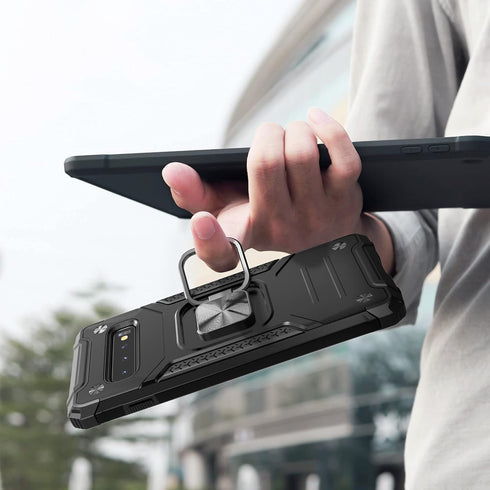 for Galaxy S10 Plus Case - Hybrid Drop Test Cover with Car Mount Kickstand Slim Fit Shockproof Protective Case