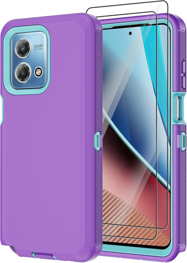 Annymall Motorola Moto G Stylus 4G 2023 Case - Heavy Duty 3-Layer Rugged Defender Cover with 2 Screen Protectors