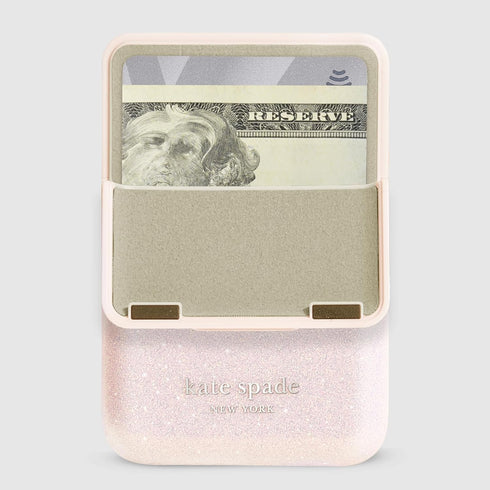 Kate Spade New York Magnetic Flip Phone Wallet/Card Holder - Compatible with MagSafe Phones and Cases, That Sparkle Pink
